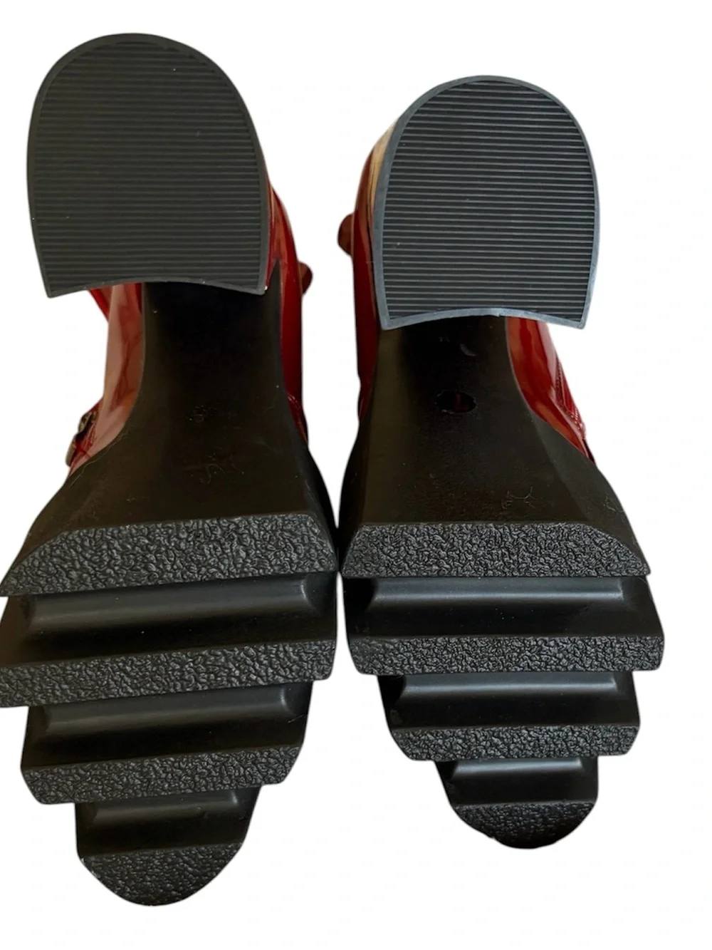 Super tall Red Patent Platform Block Heel Ankle Boots